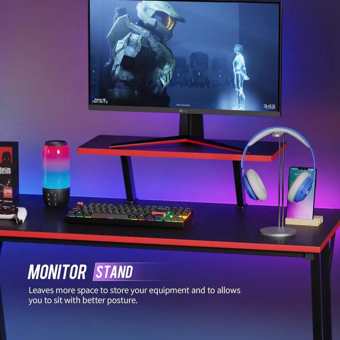 L Shaped 51 Inch Gaming Desk Corner Computer PC Gaming Writing Workstation with Monitor Stand for Home Office, Sturdy & Easy from PriceLows™