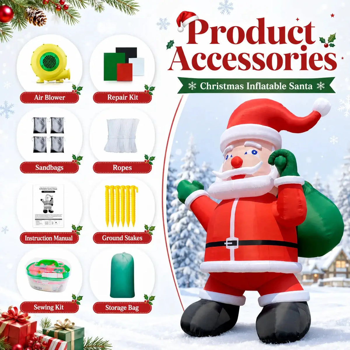 Inflatable Christmas Chimney | 28 Ft Or 33 Ft | Outdoor