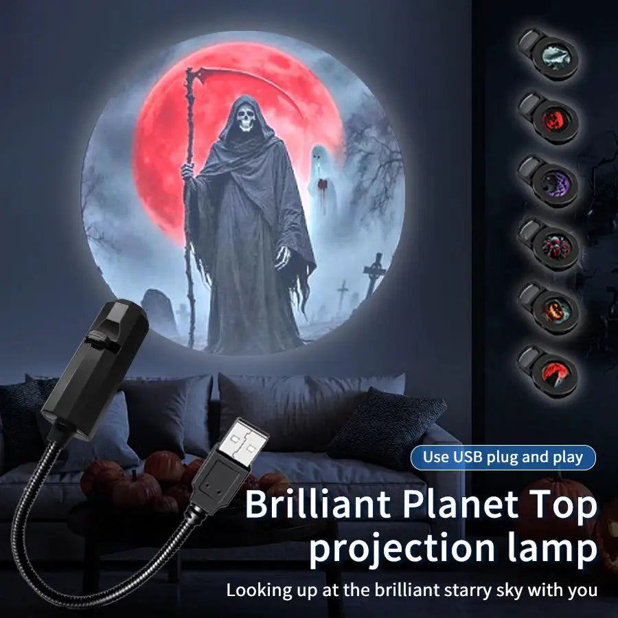 USB Projection Lamp | Mini Black Plastic | USB Powered | Switchable Disk
