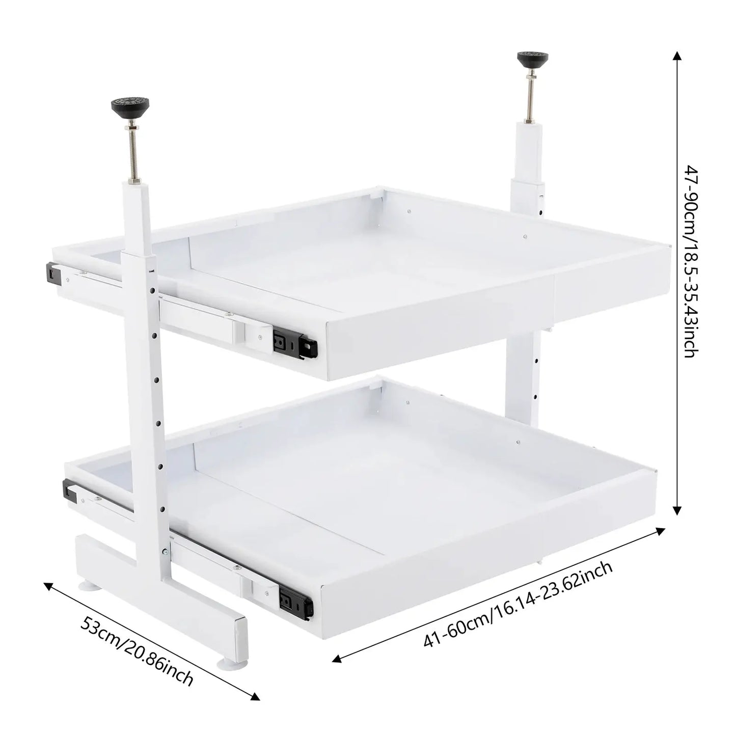 Carbon Steel Expandable Pull out Cabinet 2 -Tiers Organizer Pull Out Drawers for Cabinets Slide Out Cabinet Organizer from PriceLows™