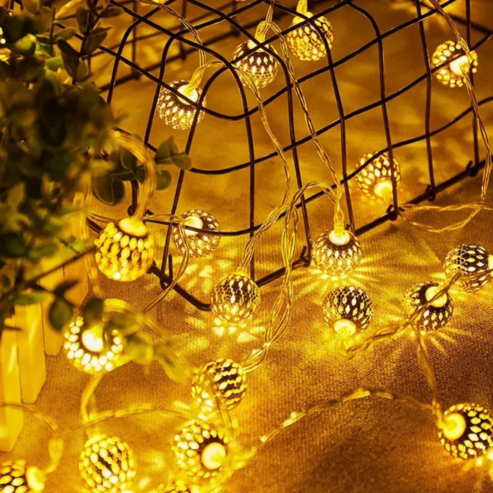 1PC 1.5M/3M Battery Powered Moroccan Ball Lamp String, Indoor and Outdoor Lights, used for Wedding, Party, Festivals, Birthday from PriceLows™