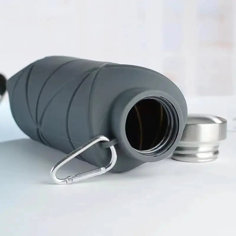 LUSQI 700ml Travel Outdoor Sports Silicone Folding Rhombus Water Bottle Portable Drop-Proof Water Cup Steel Lid Telescopic Cup from PriceLows™