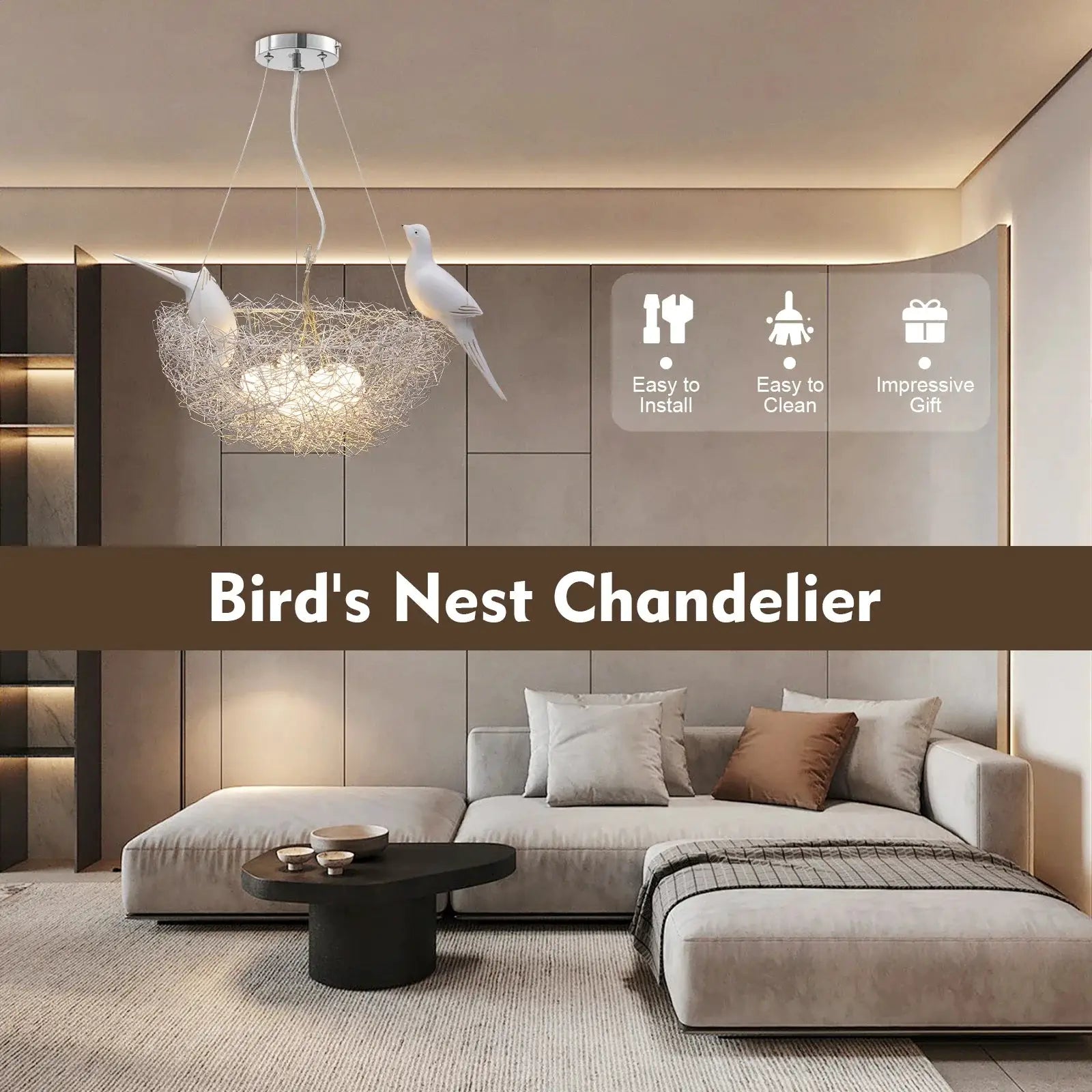 New Modern Pendant Light, 5 Lights Adjustable Bird Nest Pendant Light, Creative LED Hanging Ceiling Light Fixtur for Restaurant from PriceLows™