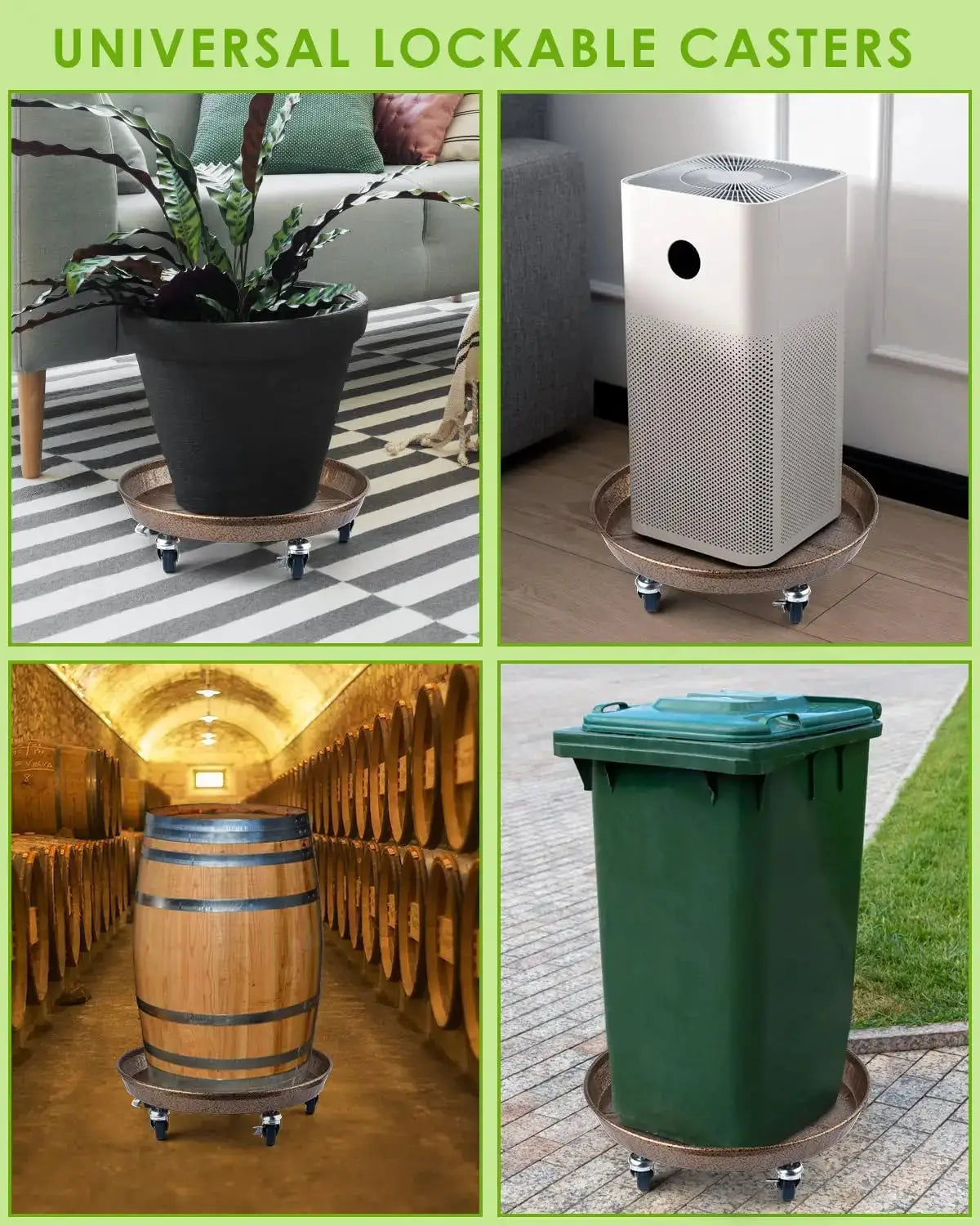 2Pack 11.8'' Large Plant Stand with Lockable Wheels, Heavy-Duty Plant Caddy with Casters for Indoor and Outdoor, Round Rollin from PriceLows™