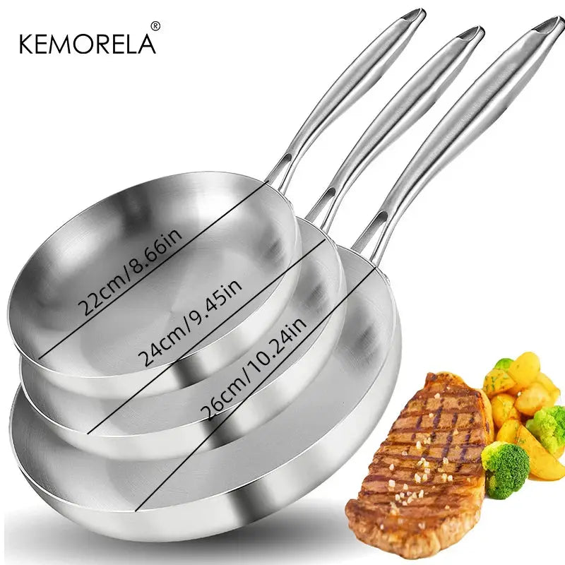 Frying Pan Set | 304 Stainless Steel | Non-Stick Coating | 22/24/26/28 cm