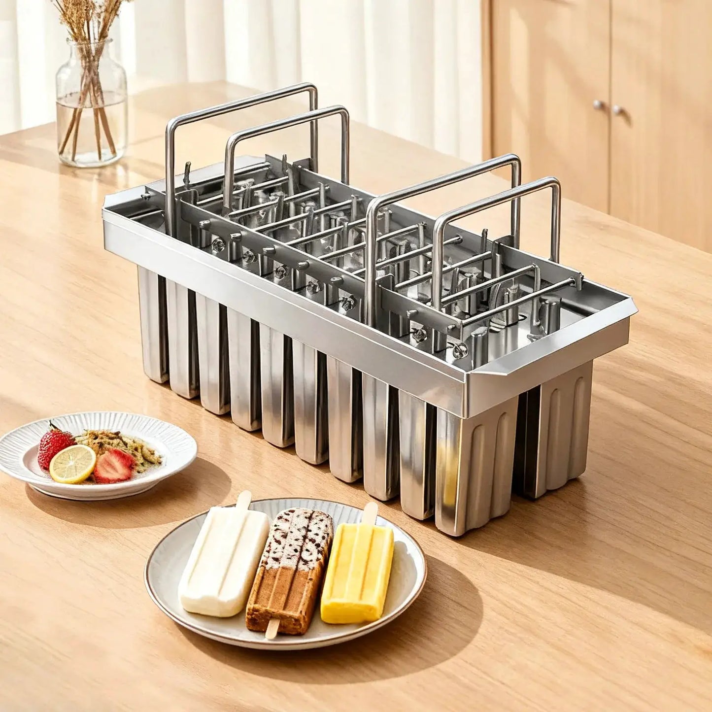 Food Grade Stainless Steel Ice Cream Mold 20 Cavity 3oz Popsicle Mould with Lid for Homemade DIY Ice Lolly from PriceLows™