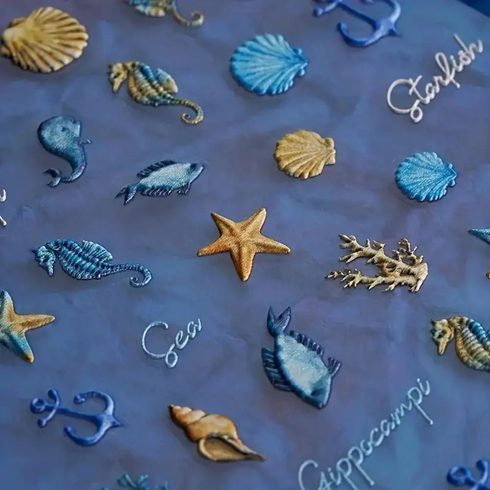 1pc Ocean Nail Art Stickers 5D Summer Starfish Seashell Nail Decals Decoration Y2K Embossed Nail Art Supplies Manicure Slider from PriceLows™
