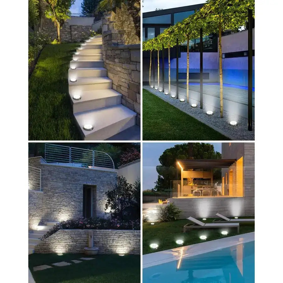 16 Pack Solar Lights Outdoor, 8 LED Solar Ground Lights IP65 Waterproof Flat Solar Disc Light, Pathway Lights for Garden Lawn Pa from PriceLows™