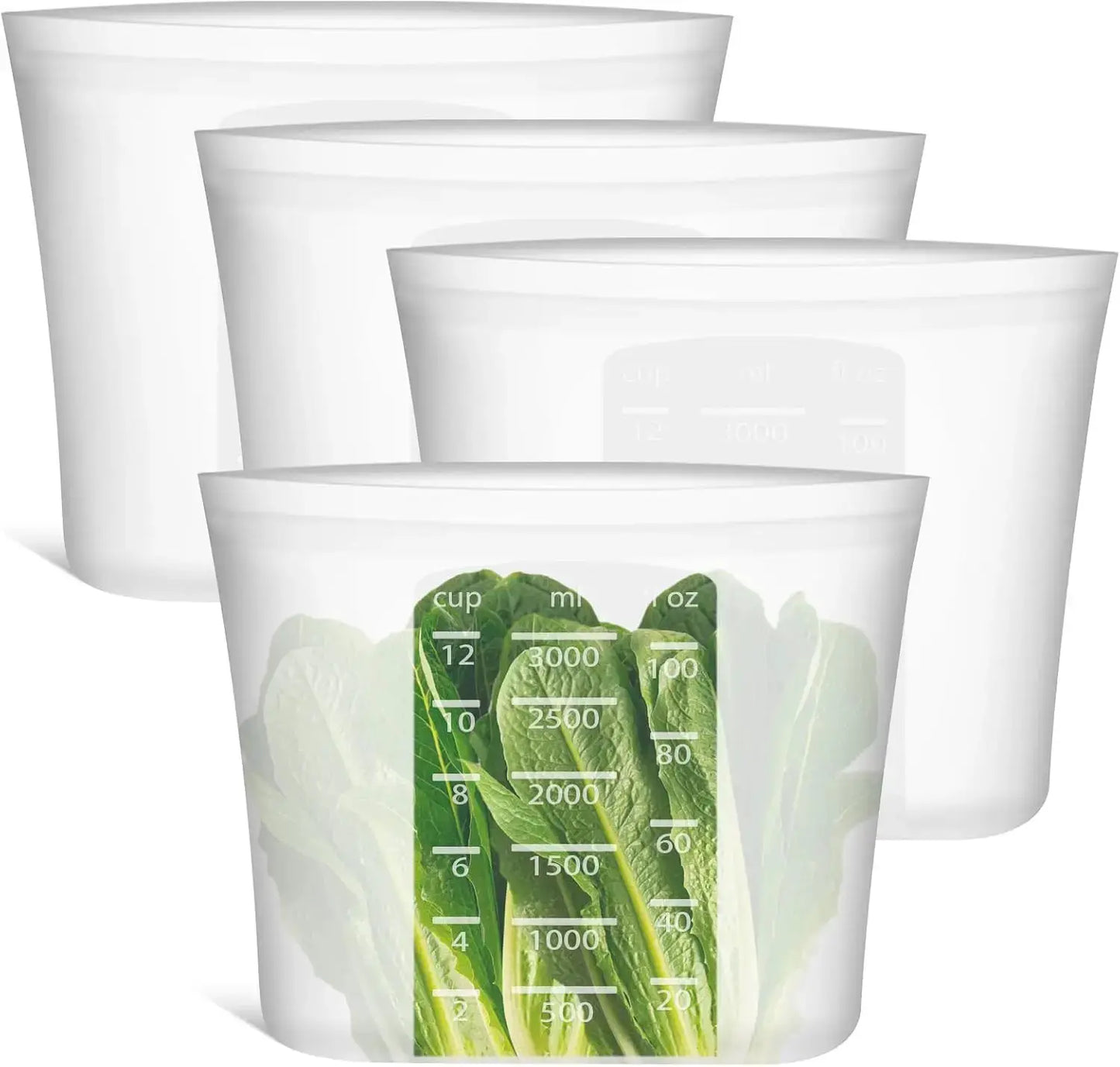 Silicone Food Storage Bags | 0.8 Gal | Microwave Freezer Oven Safe | 4 Pack XL