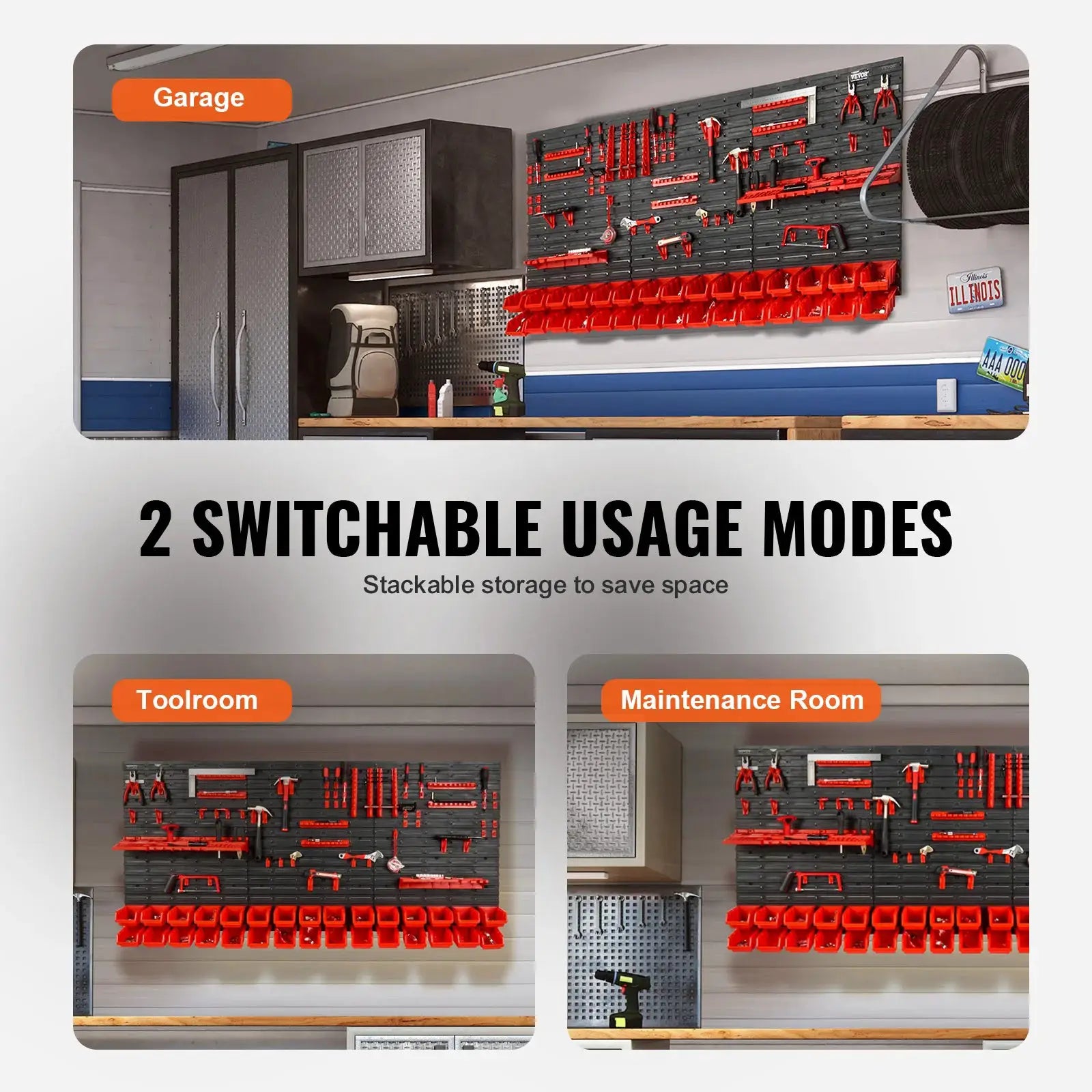SucceBuy 30Bin Wall Mounted Storage Bins Parts Rack Organizer Garage with Wall Panels Hooks Plastic Shop Tool for Screw Nails from PriceLows™