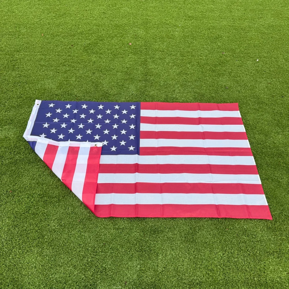 American Flag Banner | Double Sided Print | Left Side Brass Grommets | 150x90cm