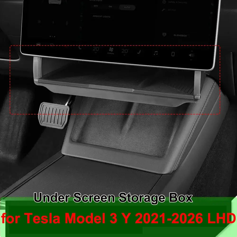 For Tesla Model Y Juniper 2026 Model 3 Highland 2025 Under-Screen Hidden Storage Box Behind Screen Center Console Organizer Case from PriceLows™