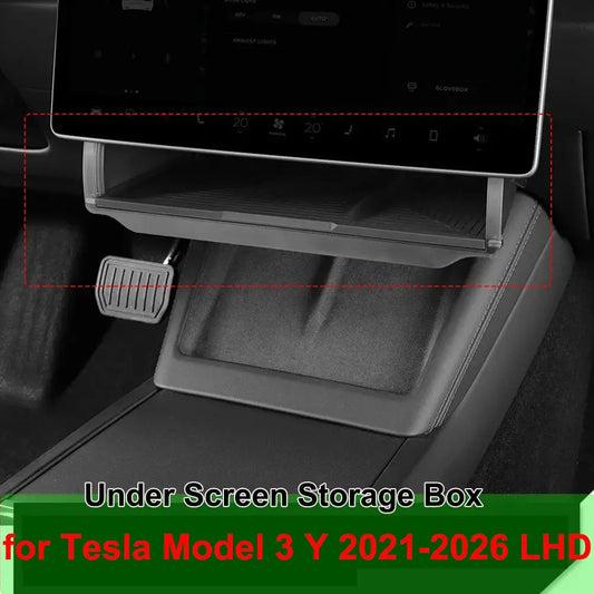 For Tesla Model Y Juniper 2026 Model 3 Highland 2025 Under-Screen Hidden Storage Box Behind Screen Center Console Organizer Case from PriceLows™