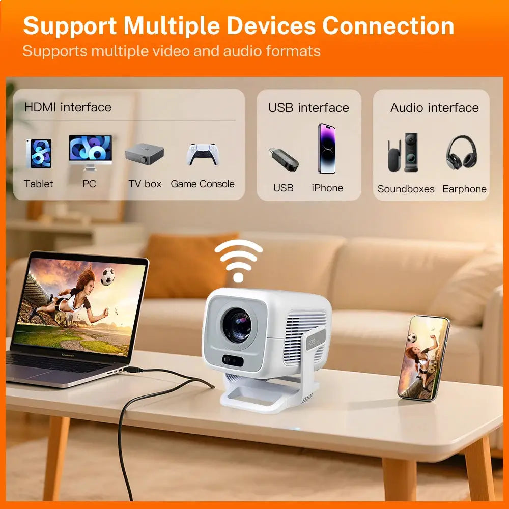 Auto Focus Portable Projector | Native 1080P | 4K Support | Android 14