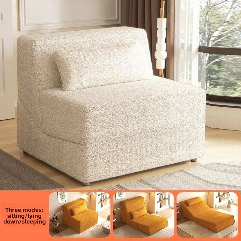 Folding Sofa Bed | Velvet Fabric | Convertible Recliner | Compact Size