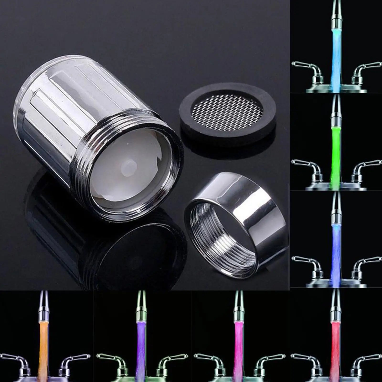 7-Color LED Color Change Faucet Change Automatically LED Faucet Head Glow Stream Light Faucet Aerator Tap For Kitchen Bathroom from PriceLows™