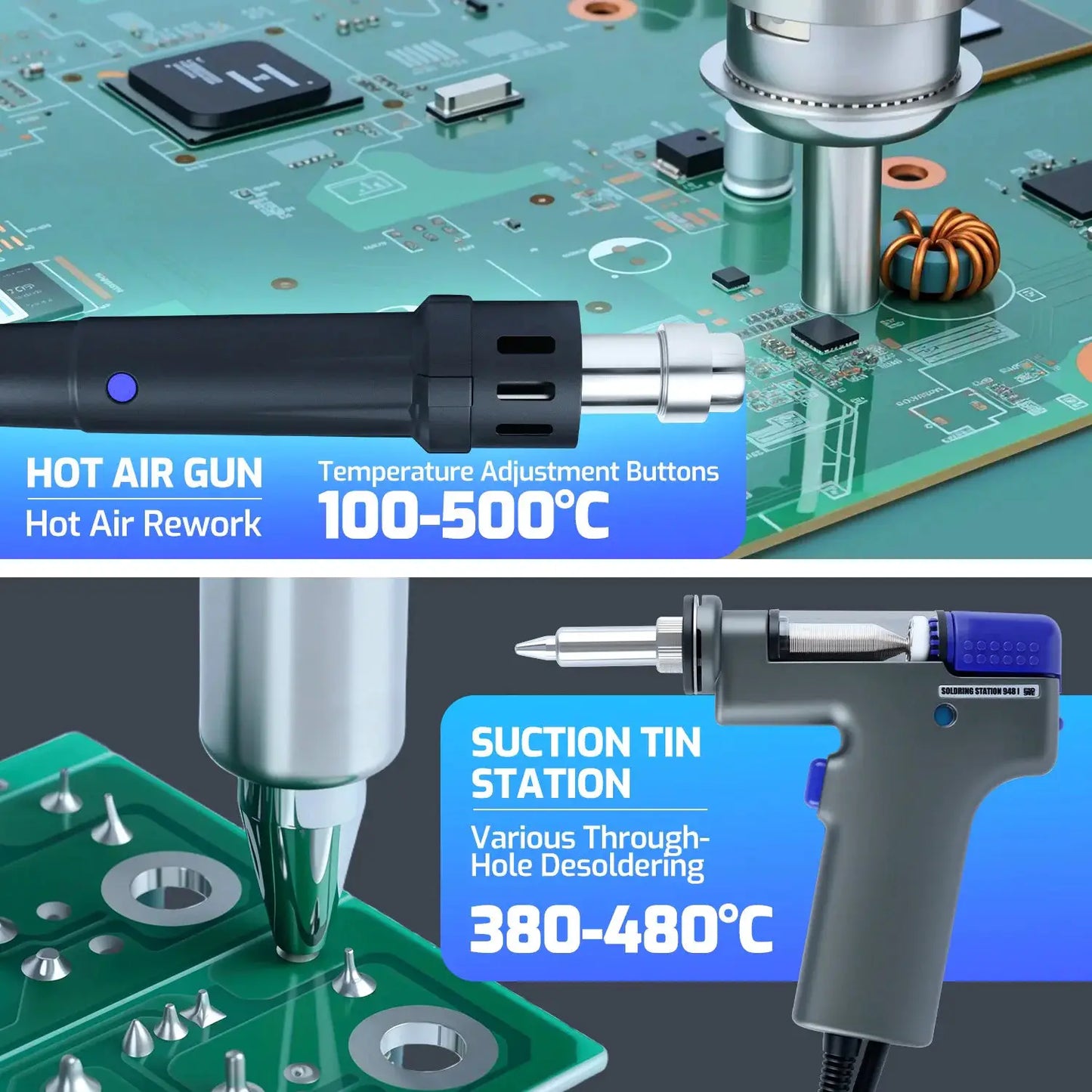 WEP 5-IN-1 1410W Soldering Staion C245 C210 Precision Soldering Iron Hot Air Gun Suction Tin Gun Welding Tools 948D-IV from PriceLows™