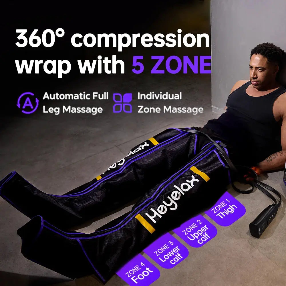 Full Leg Air Compression Massager | 6 Modes | 6 Intensities | Sizes S M L