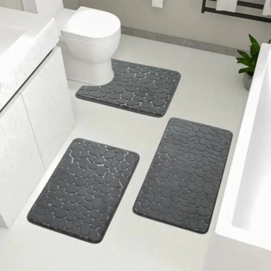Bathroom Rugs Mat Set 3 Pcs, Memory Foam Bath Mats Sets, Non Slip Water Absorbent Washable Bath Rugs for Sink, Toilet and Floor from PriceLows™