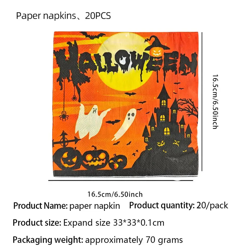 Halloween Party Supplies | Paper | Pumpkin Theme | Tableware Set