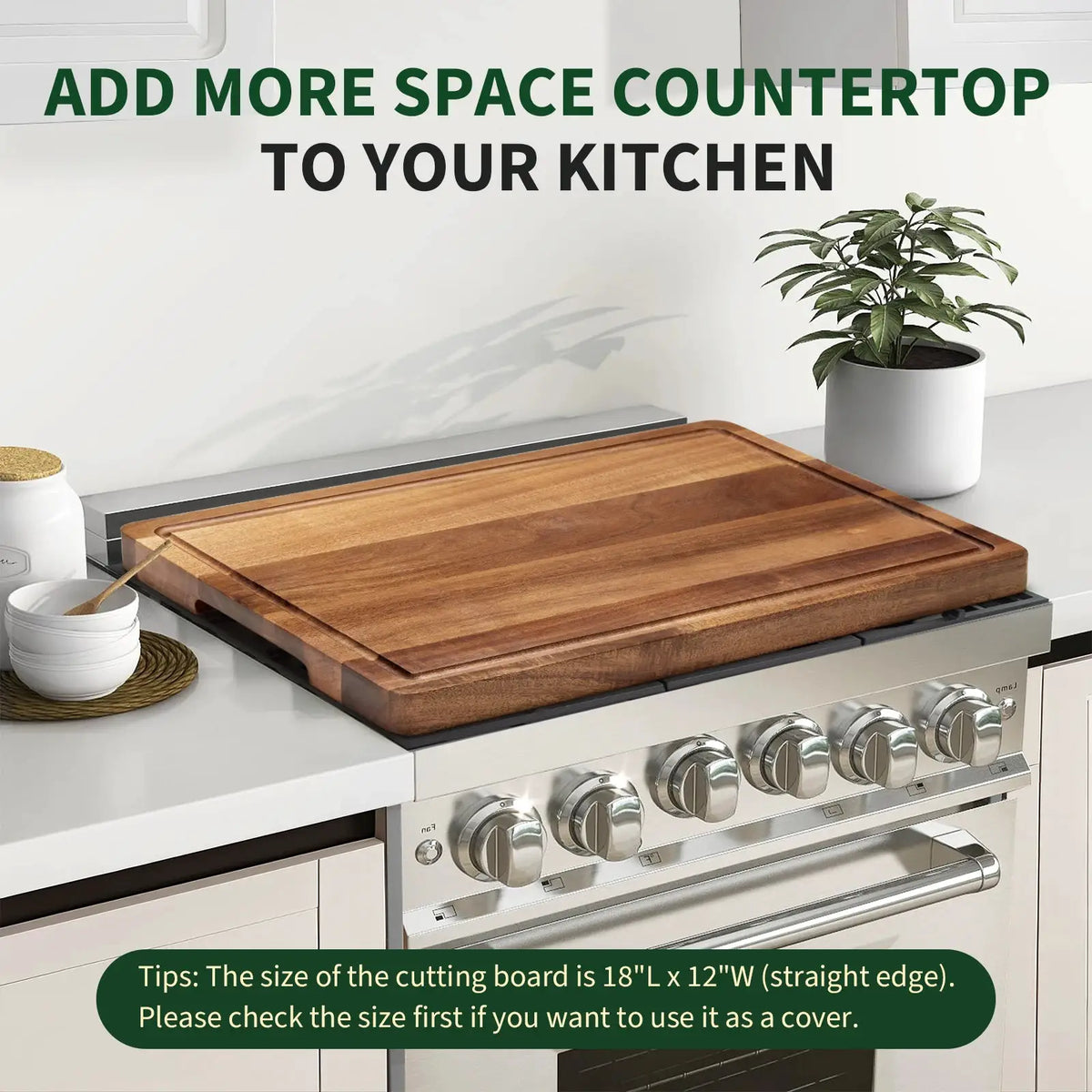 Extra Large Acacia Wood Cutting Board 18x12x1 in, Thick Butcher Block with Deep | Acacia Wood | Home Use | Home