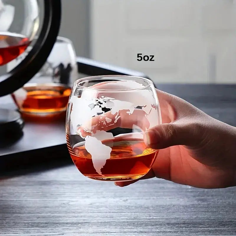 Globe Shaped Whiskey Decanter Borosilicate Glass with Wood Base Unique Wine Aerator Bottle Gift for Home Bar Decor from PriceLows™