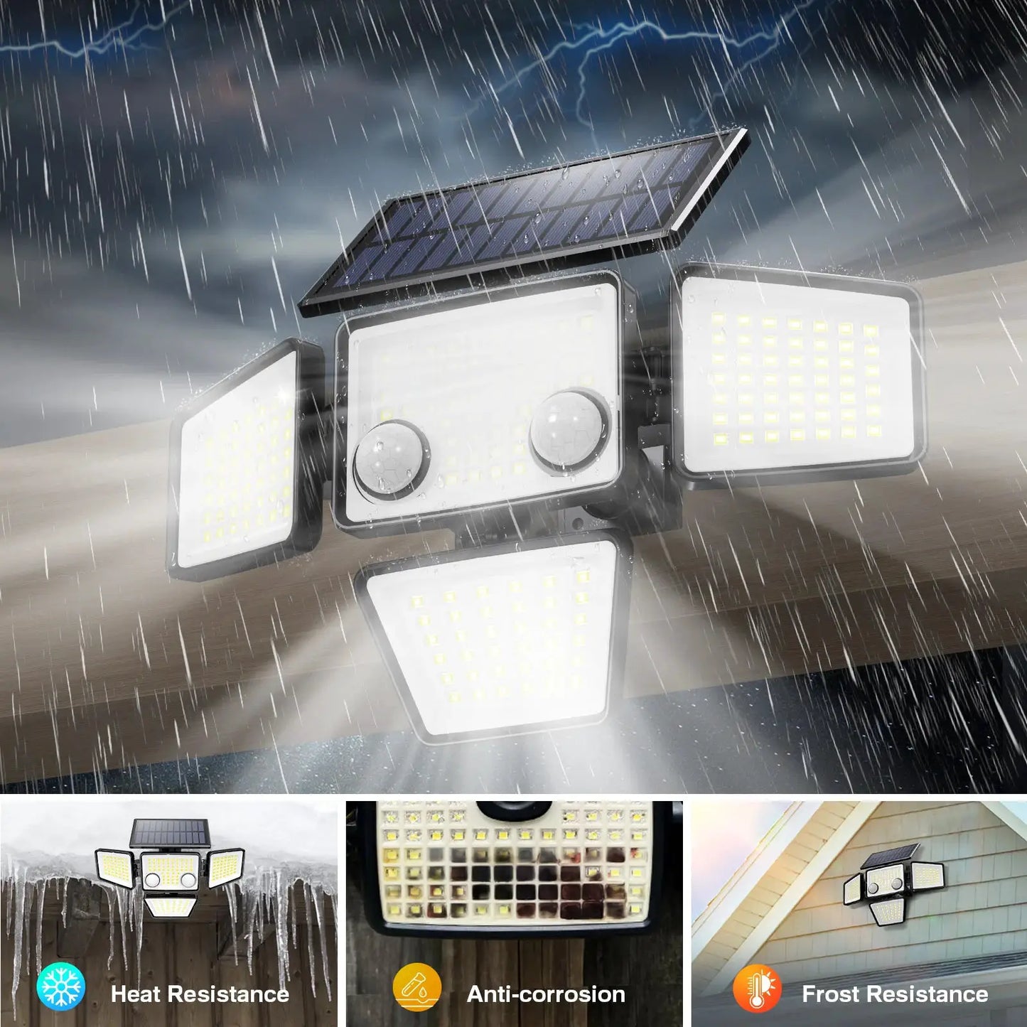 Solar Outdoor Lights - 3000LM 188 LED Motion Sensor Lights Solar Flood Security Lights for Backyard Yard Patio from PriceLows™