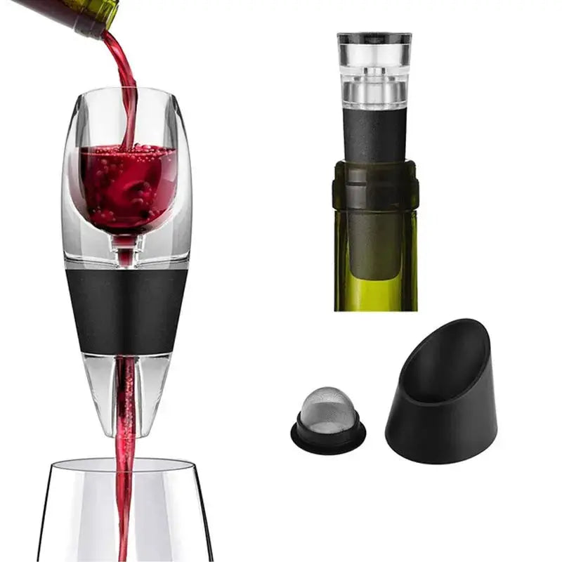 Wine Aerator Decanter Pourer with Vacuum Wine Stopper, Red Wine Air Aerator Set with Strainer, Base, Travel Bag from PriceLows™