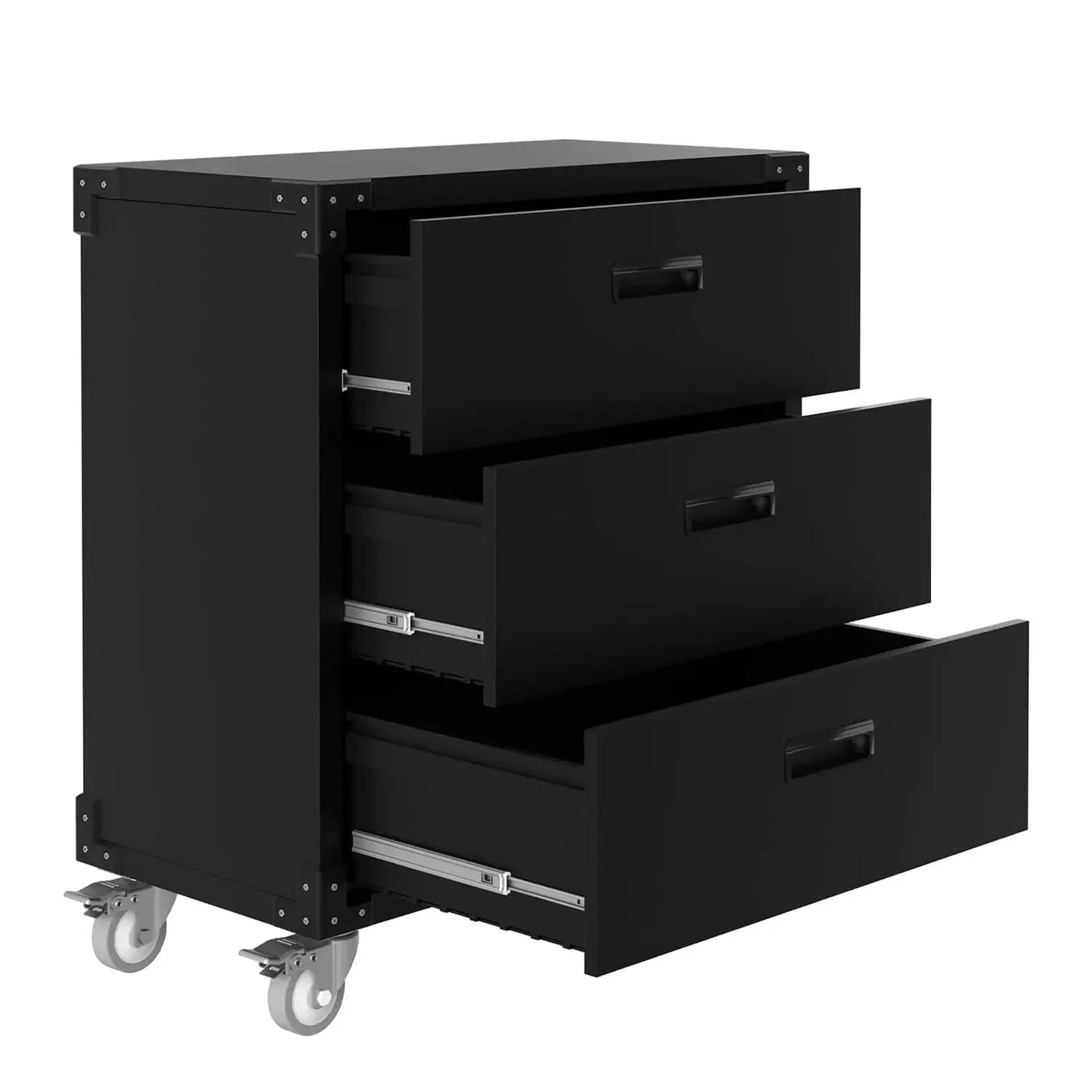 Tool Cabinet with 3 Drawers, Mobile Steel Tool Trolley Garage Cabinet with Wheels for Garage Warehouse Workshop, 80 x 42 x 90 cm from PriceLows™