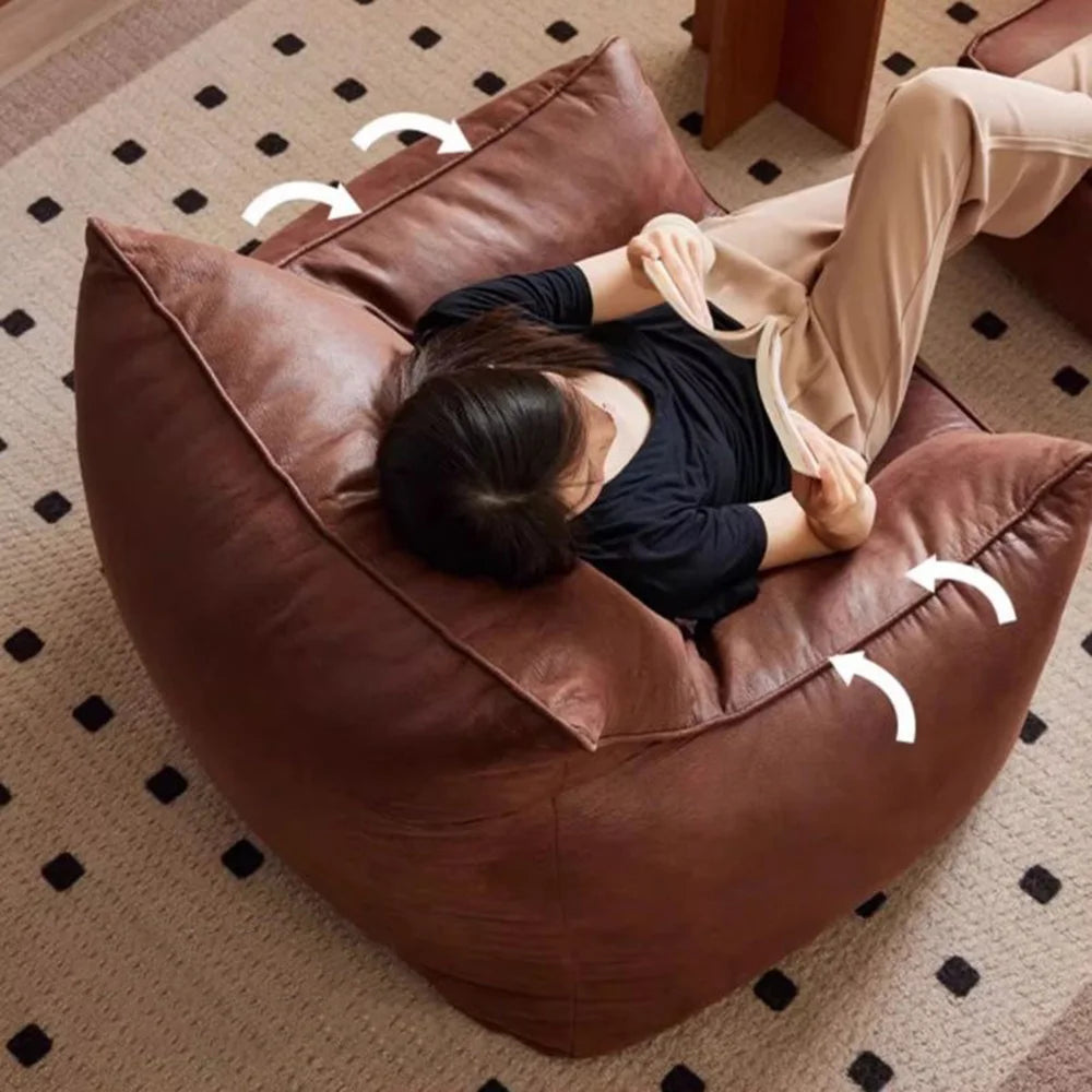 Bean Bag Sofa | Synthetic Leather | Footrest Included | Single