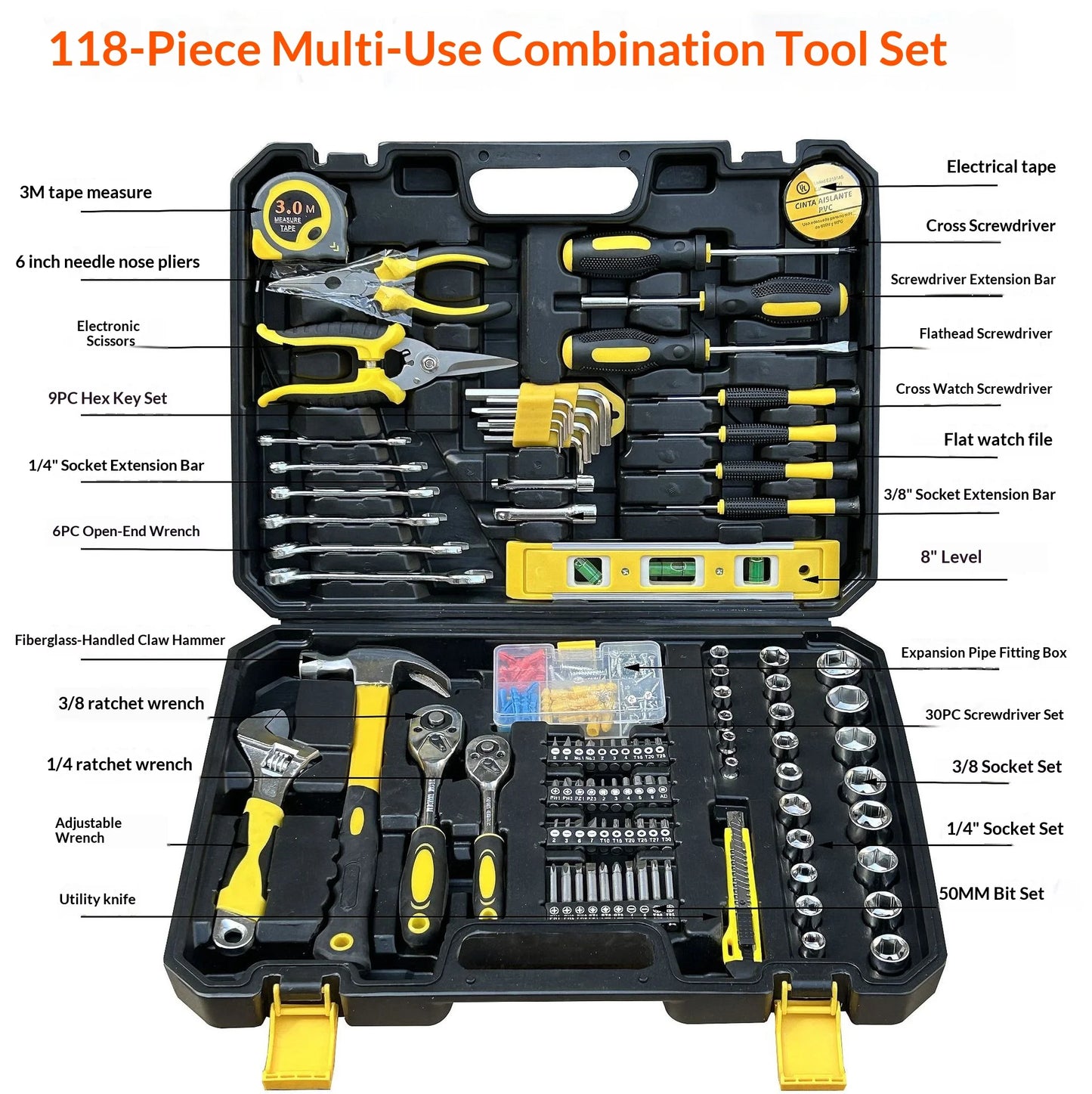 108 Pcs/set Socket Wrench Auto Repair Tool Combination Package Mixed Tool Set Hand Tool Kit with Plastic Toolbox Storage Case from PriceLows™