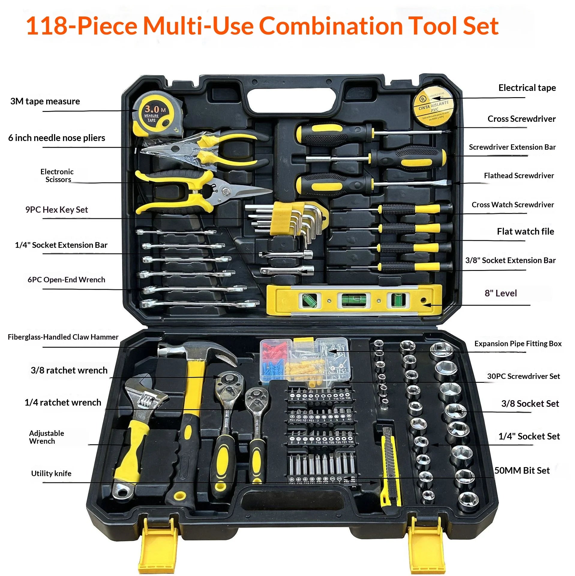 108 Pcs/set Socket Wrench Auto Repair Tool Combination Package Mixed Tool Set Hand Tool Kit with Plastic Toolbox Storage Case from PriceLows™