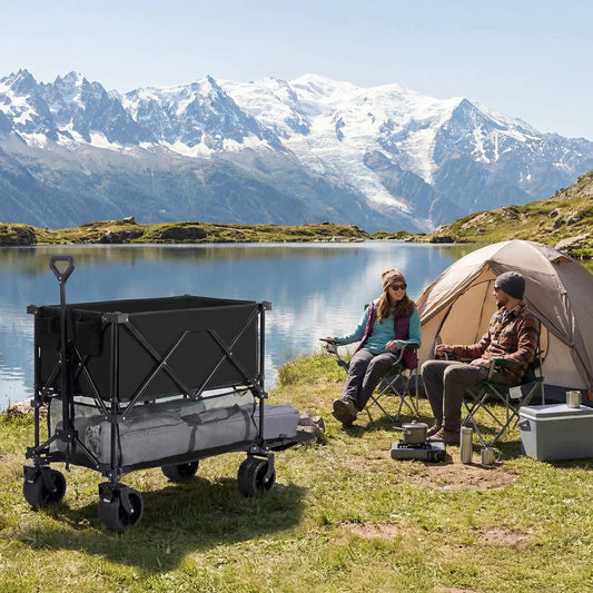 JHK Outdoor Double Decker Wagons Cart 440 lbs Large Capacity Collapsible Foldable Garden Beach Cart for Grocery Garden Camping from PriceLows™