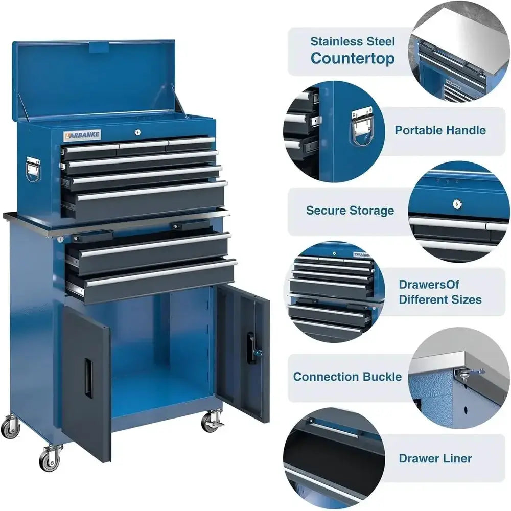 8-Der Rolling Tool Chest with Wheels and Door,Tool Box with Sliding Der,Stainluntertop Tool Chest,can orm Large Workbench,or Gar from PriceLows™