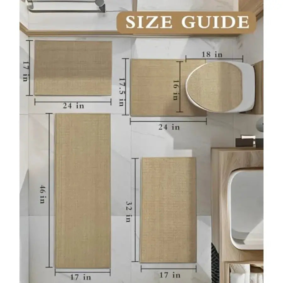 Bathroom Rugs Sets 5 Pieces Ultra Thin Bath Mats Fit Under Door Absorbent Quickly Dry Rubber-Backing Braided Bath Mat Set Non S from PriceLows™