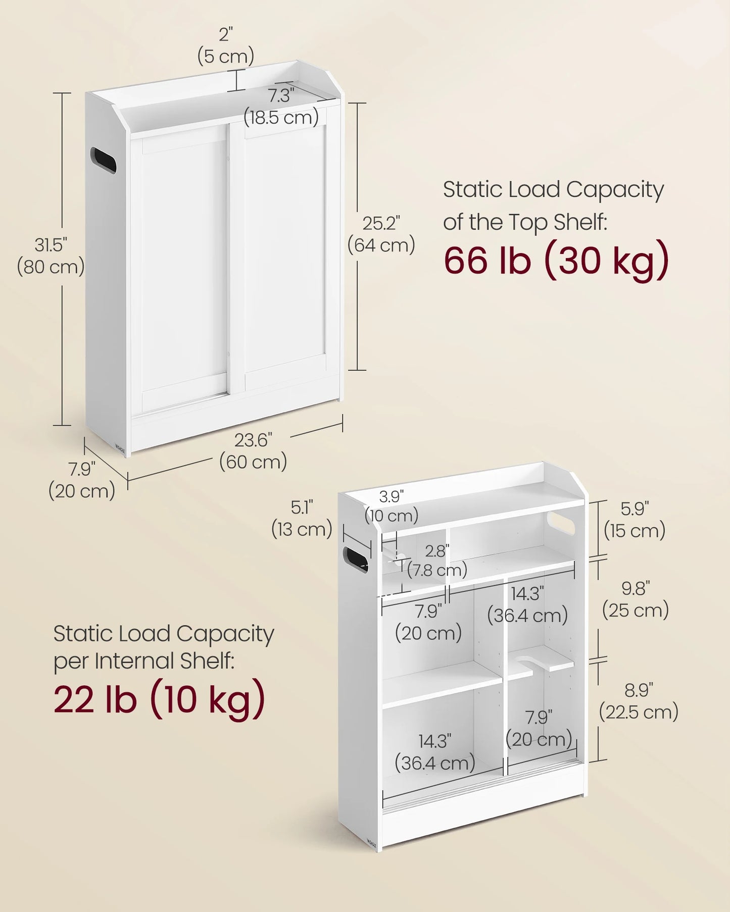 Storage Cabinet | Sliding Doors | Toilet Paper Holder | Slim Cabinet