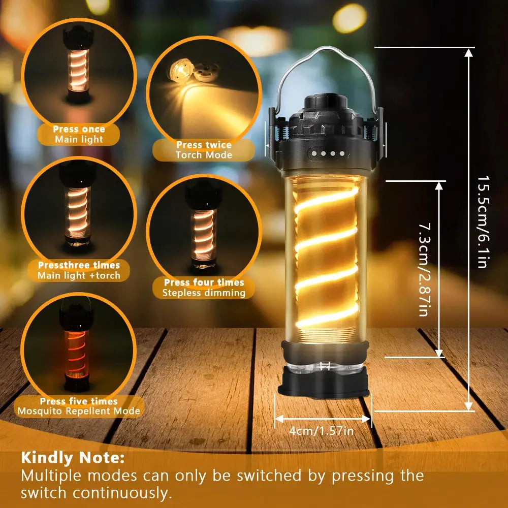 LED Camping Lantern | 5 Lighting Modes | USB Rechargeable | Black Khaki Green