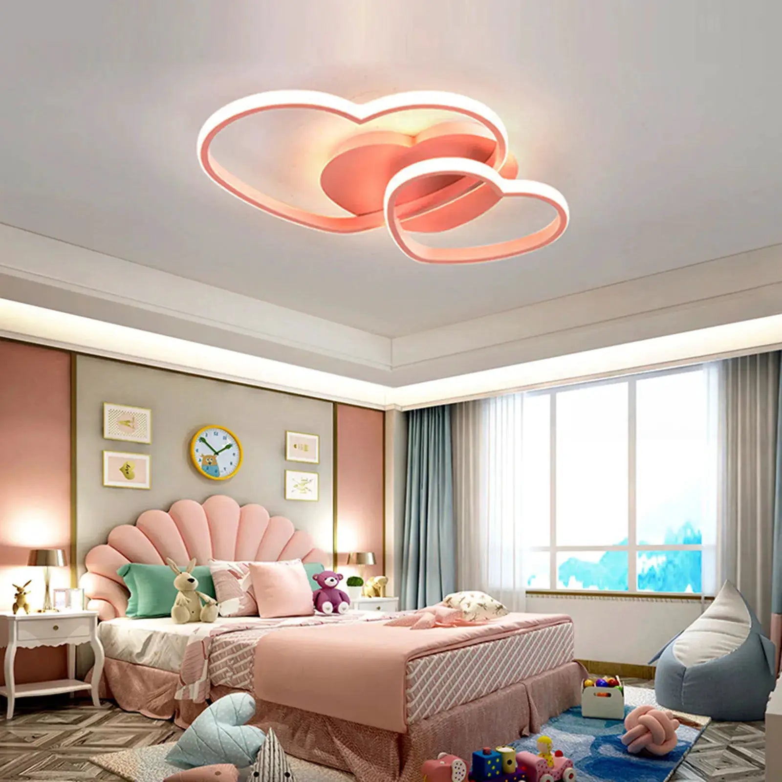 Pink Heart Shaped Ceiling Light Stylish Heart - Design Ceiling Light for Bars Salons Lofts Studies, Children's Rooms Hotel Rooms from PriceLows™