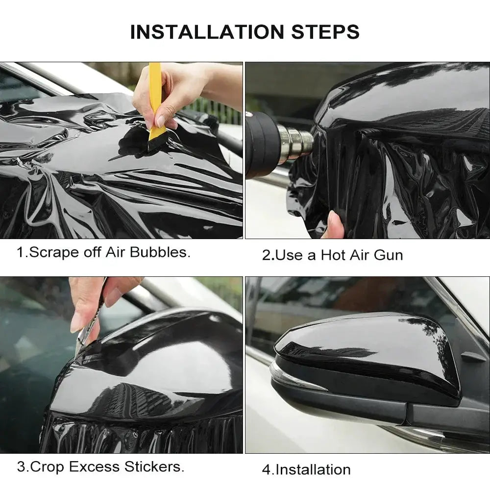 Ultra Gloss PET Piano Black Vinyl Wrap Film Sticker Auto Decoration Accessories Glossy Black Self Adhesive Vinyl Bubble Air Free from PriceLows™