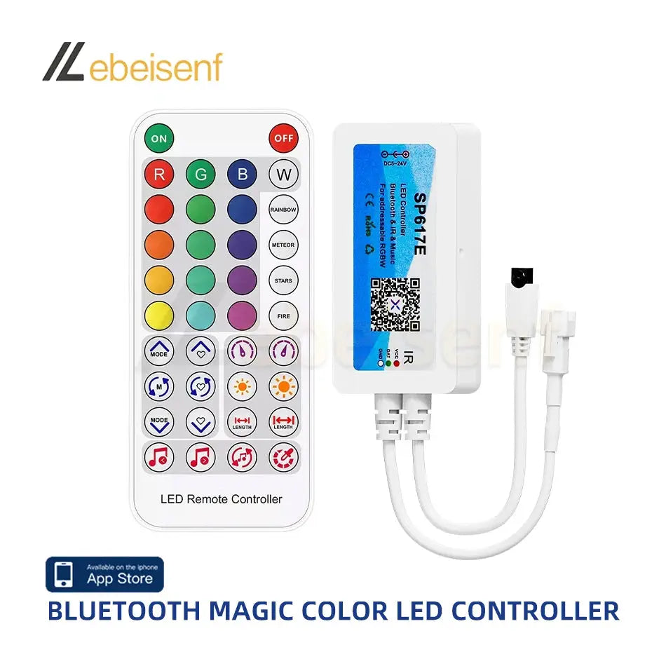 SK6812-RGBW Music LED Controller SP617E Built-In Mic WS2814 TM1824 SM16704 UCS2904 LED Strip Light Bluetooth App IOS DC5-24V from PriceLows™