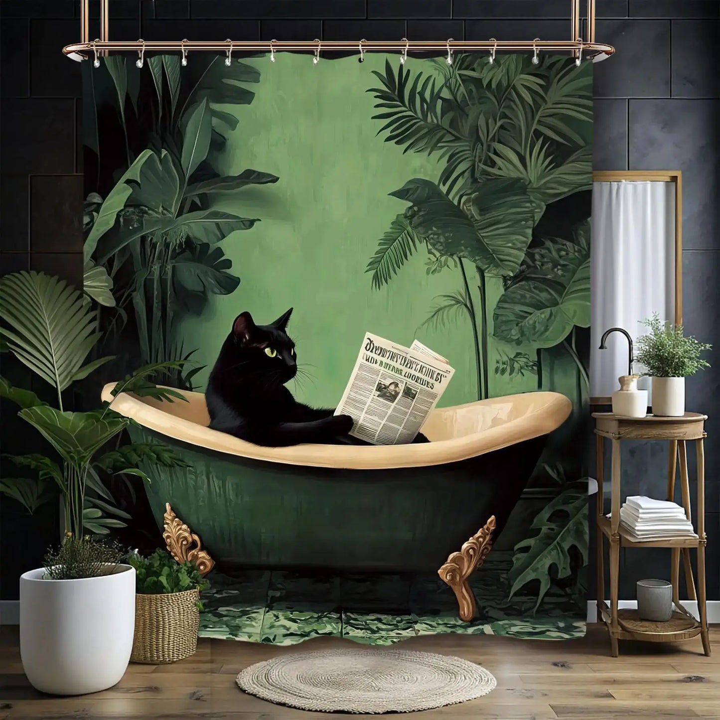 Funny Dog Shower Curtain Set Bathroom Bulldog Labrador Vintage Retro Hilarious Animal Waterproof Bathroom Curtain with 12 Hooks from PriceLows™