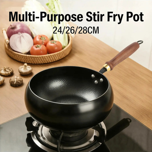 Wok | Hand Forged Iron | Deep Round Bottom | 24cm 26cm 28cm