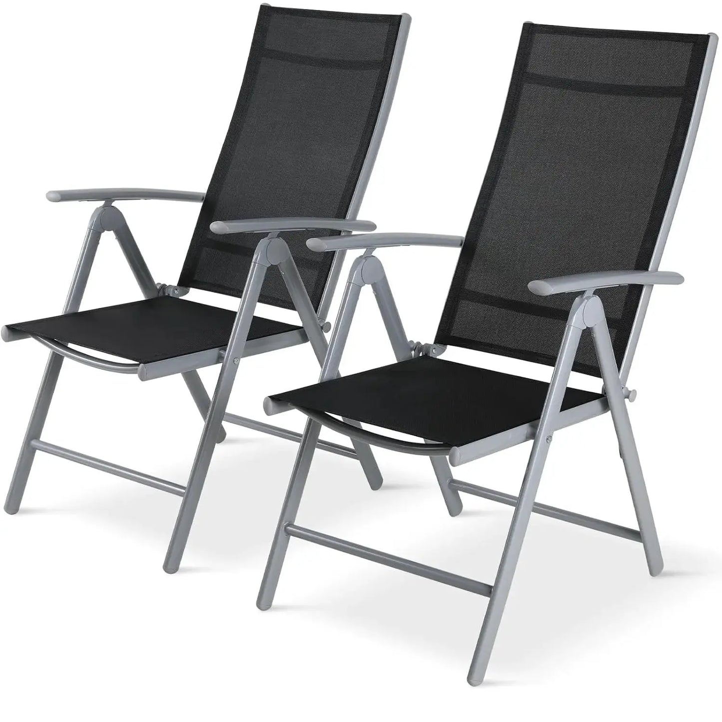 2PCS Foldable Lounge Chair Patio Folding Dining Chairs Aluminum Padded Adjustable High Back Lightweight Lawn Chair, Load 120kg from PriceLows™