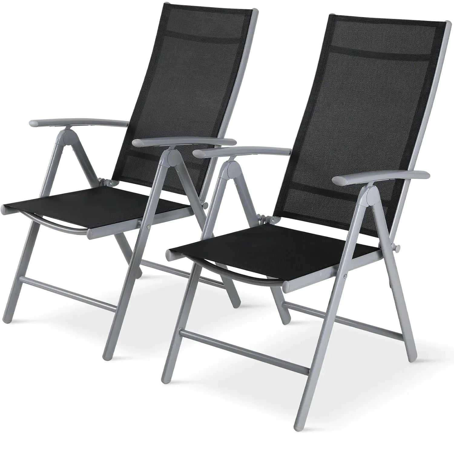 2PCS Foldable Lounge Chair Patio Folding Dining Chairs Aluminum Padded Adjustable High Back Lightweight Lawn Chair, Load 120kg from PriceLows™