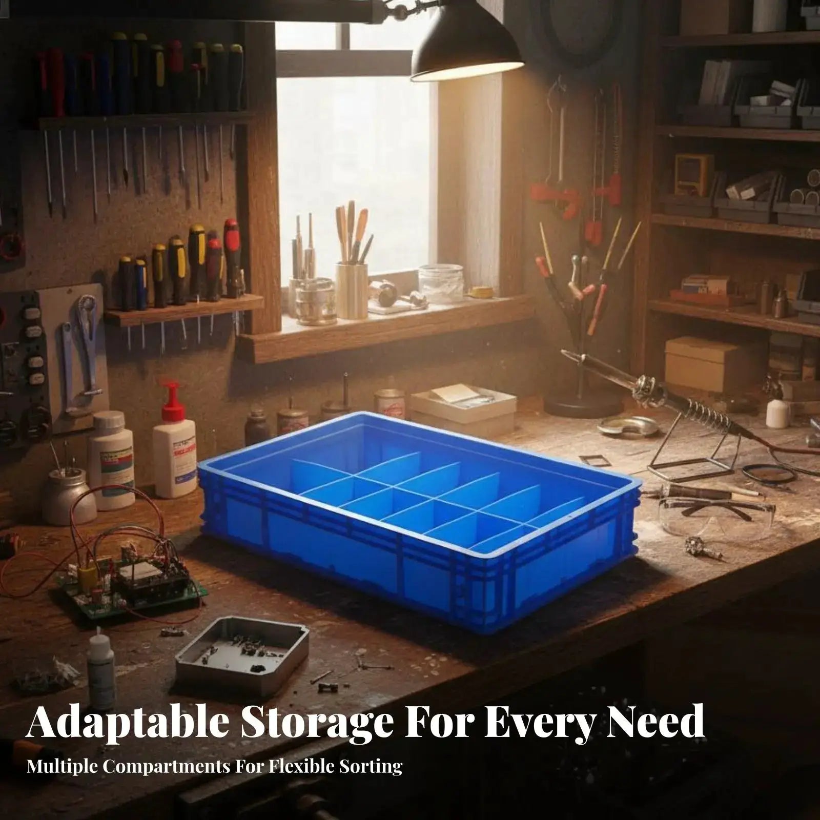 Multi-Compartment Box Compartmented Design Stackable Component Container Space-Saving sturdyDuty for Technicians, Workshop from PriceLows™