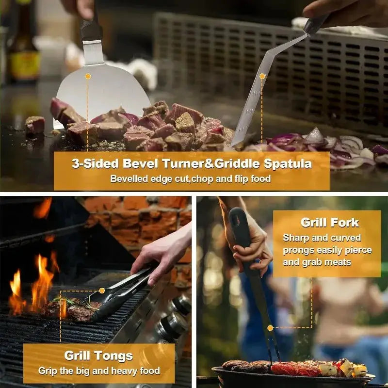 Griddle Accessories Kit | Enlarged Spatulas Included | Scraper | Teppanyaki Set