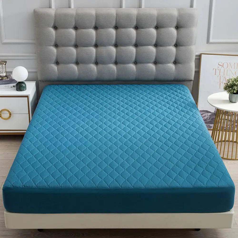 XM-Luvetoria 1pc Splash-proof Quilting Fitted Sheet Soft Solid Color Breathable Bedding Washable All Seasons Hotel Mattress Protector Covers from PriceLows™