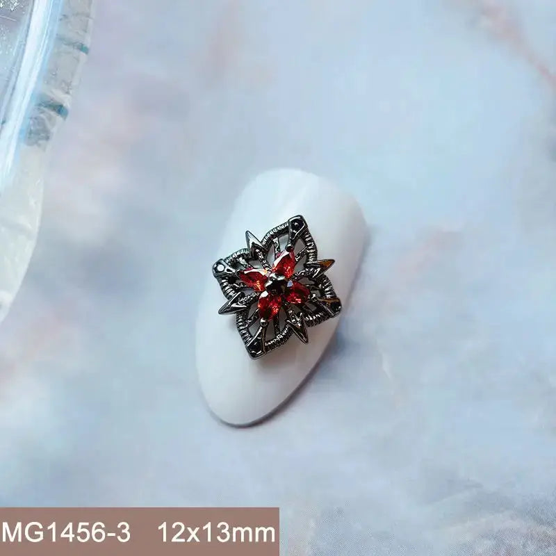 10pcs/lot Luxury Halloween Black Cross Heart Zircon Metal Nails Jewelry Decorations Nail Art Accessories Charms Parts Supplies from PriceLows™