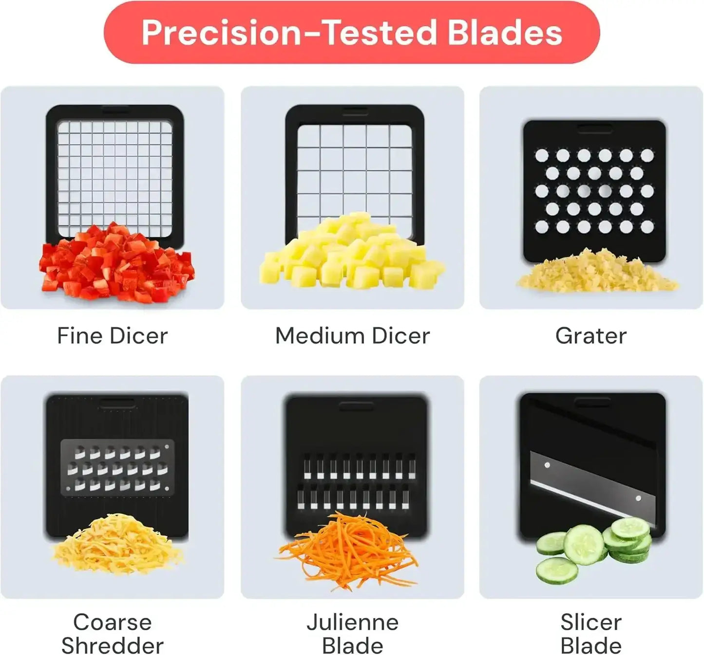 Mandoline Slicer | 6-In-1 | With Container | White/Black