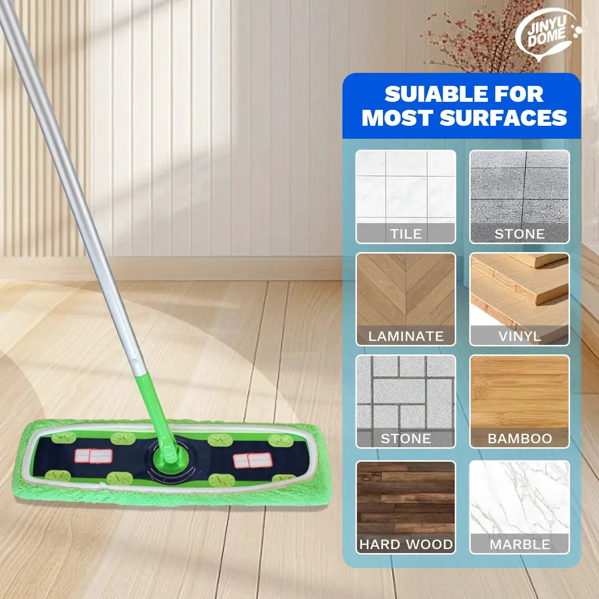 JINYUDOME 3Pcs Reusable Microfiber Mop Pads For Swiffer XL Sweeper Refills Washable Green Dry & Wet Mopping Floors Cloths 17“*5” from PriceLows™